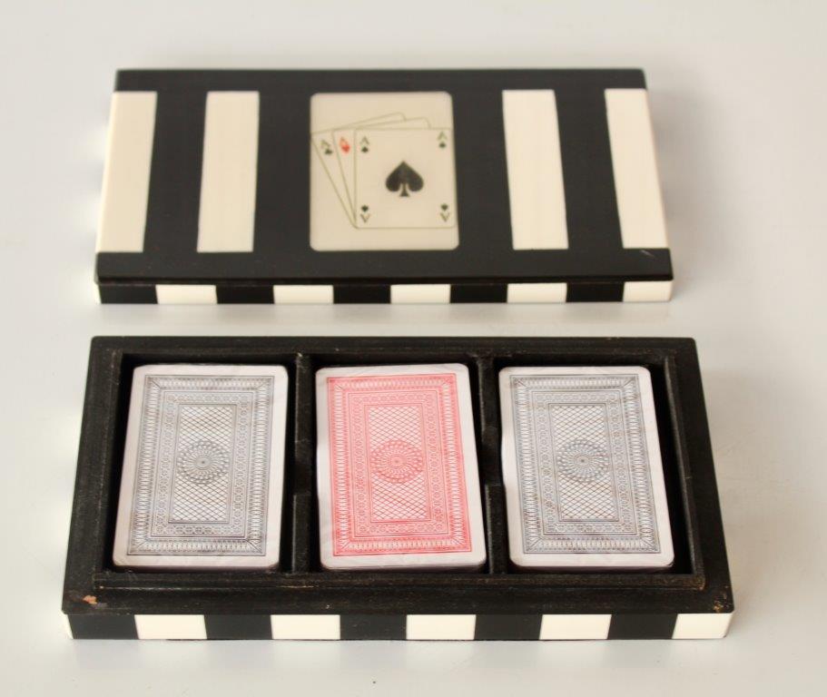 BLACK & WHITE TRIPLE CARD BOX  3X23X12CM